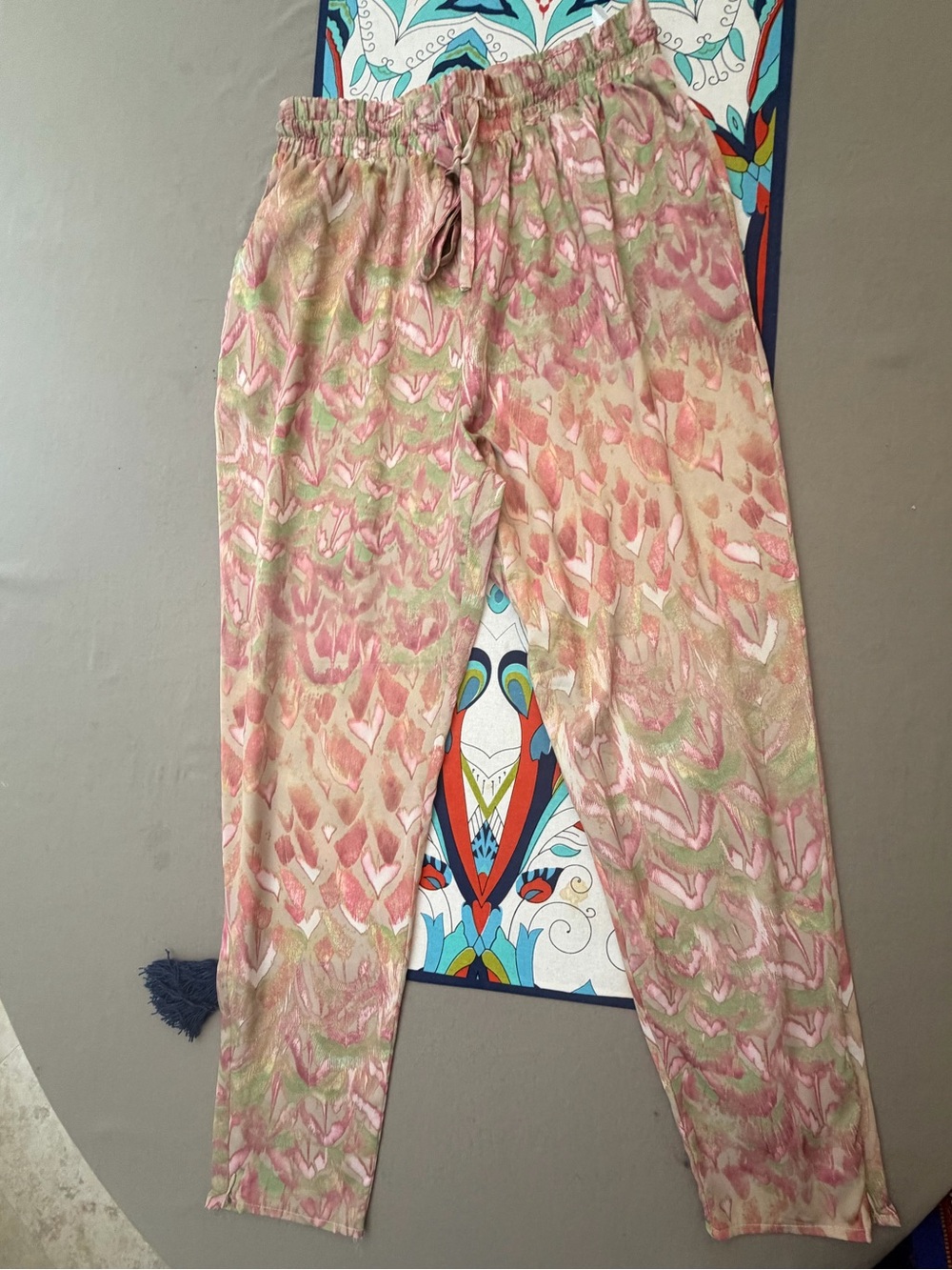 Ark & Co Pink and Green Printed Drawstring Pants